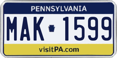 PA license plate MAK1599