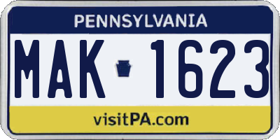 PA license plate MAK1623