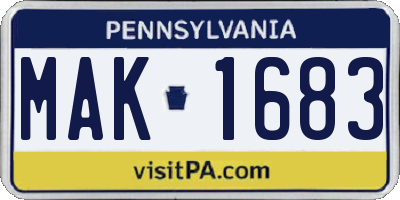 PA license plate MAK1683