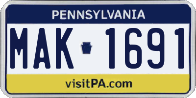 PA license plate MAK1691