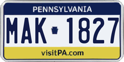 PA license plate MAK1827