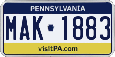 PA license plate MAK1883