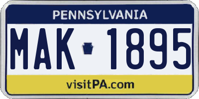 PA license plate MAK1895