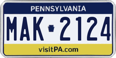 PA license plate MAK2124