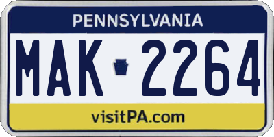 PA license plate MAK2264