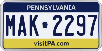 PA license plate MAK2297