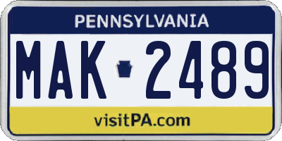 PA license plate MAK2489