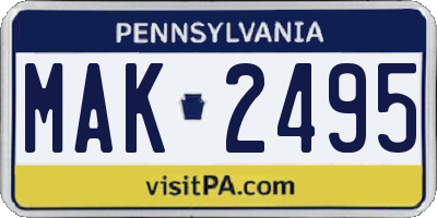 PA license plate MAK2495