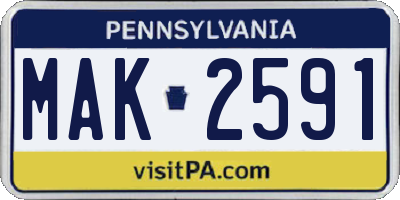 PA license plate MAK2591