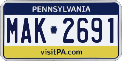 PA license plate MAK2691