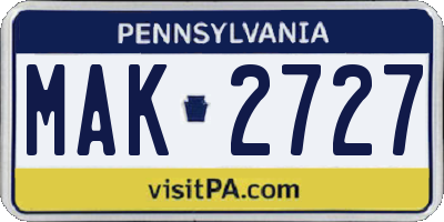 PA license plate MAK2727