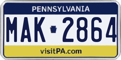 PA license plate MAK2864