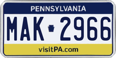 PA license plate MAK2966