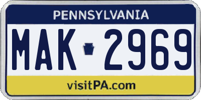 PA license plate MAK2969