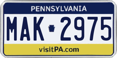 PA license plate MAK2975
