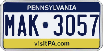 PA license plate MAK3057