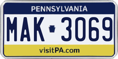 PA license plate MAK3069