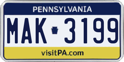 PA license plate MAK3199