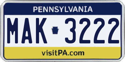 PA license plate MAK3222