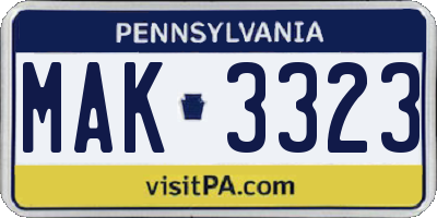 PA license plate MAK3323