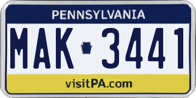 PA license plate MAK3441