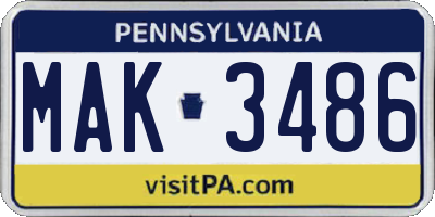 PA license plate MAK3486