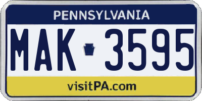PA license plate MAK3595