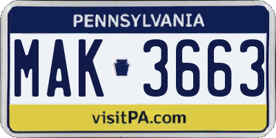 PA license plate MAK3663