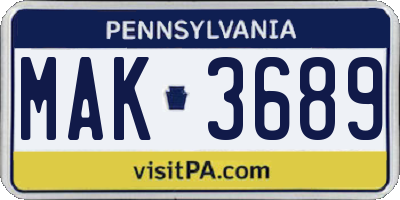 PA license plate MAK3689