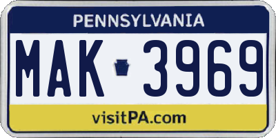 PA license plate MAK3969