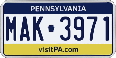 PA license plate MAK3971