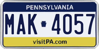 PA license plate MAK4057