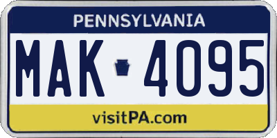 PA license plate MAK4095