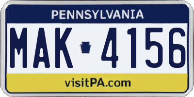 PA license plate MAK4156