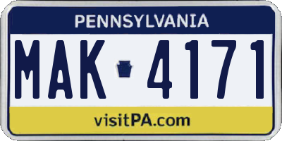 PA license plate MAK4171