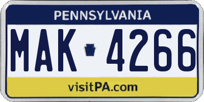 PA license plate MAK4266