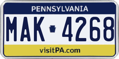 PA license plate MAK4268
