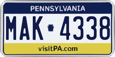 PA license plate MAK4338