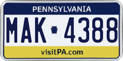 PA license plate MAK4388