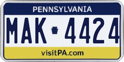 PA license plate MAK4424