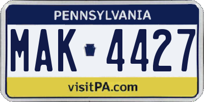 PA license plate MAK4427