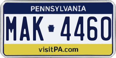 PA license plate MAK4460