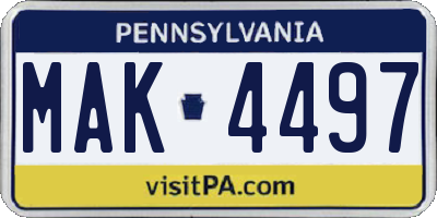 PA license plate MAK4497