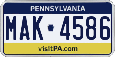 PA license plate MAK4586