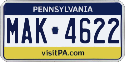 PA license plate MAK4622