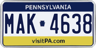 PA license plate MAK4638