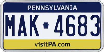 PA license plate MAK4683