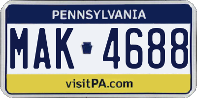 PA license plate MAK4688
