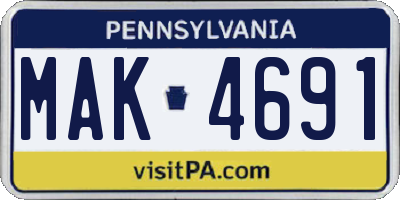 PA license plate MAK4691