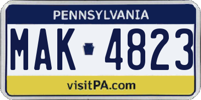 PA license plate MAK4823